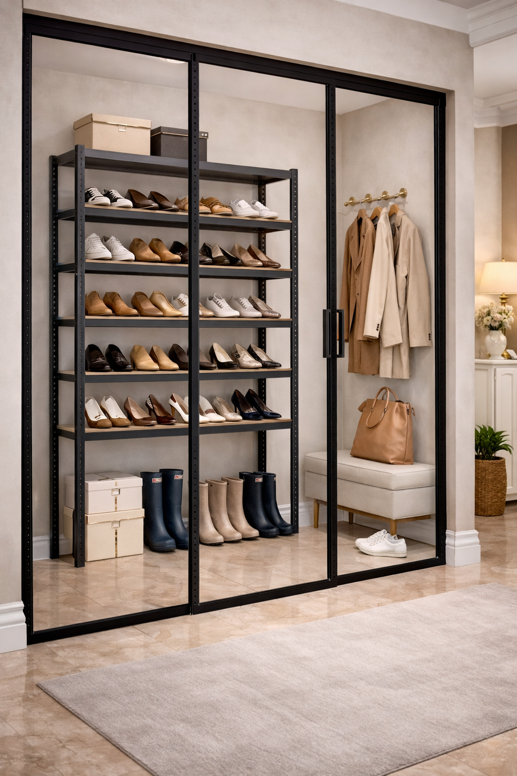 Regál na boty černý